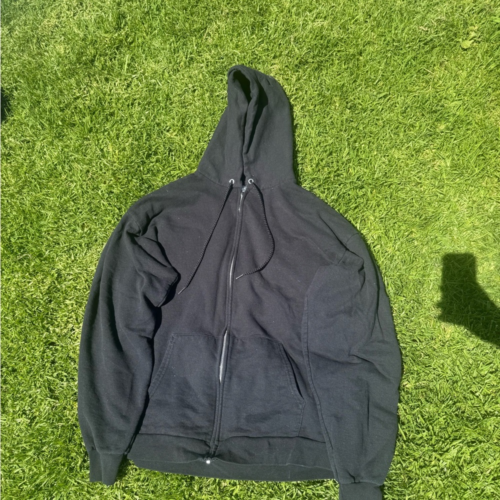 Hanes Black Zip Up Sweater Casual Cotton Blend